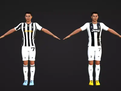 Cristiano Ronaldo - Juventus - Two Models Low-poly 3D model