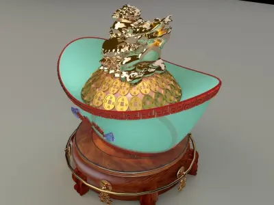 Chinese gold ingot 3D model