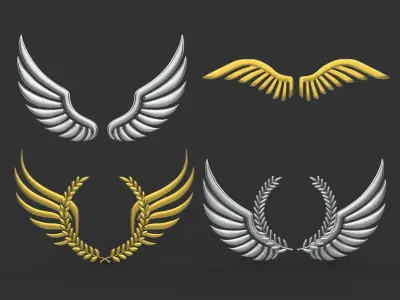 Gold Winged Laurel Wreath  3D model