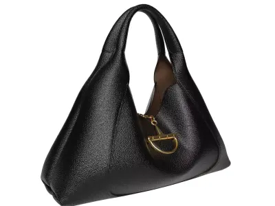 Black Leather Softbit Maxi Bag Low-poly 3D model