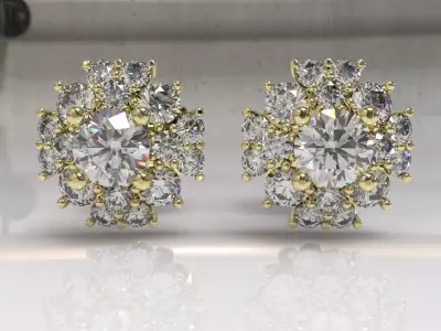 Timothes Diamond Earing 3D JewelryModel Printable 3D ER3 3D print model