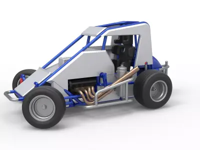 Midget car while turning Scale 1 to 25 3D print model