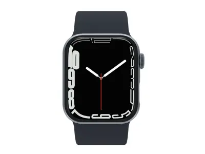 Apple Watch 7 - Silver Stainless Steel Case Midnight Sport Band Low-poly 3D model