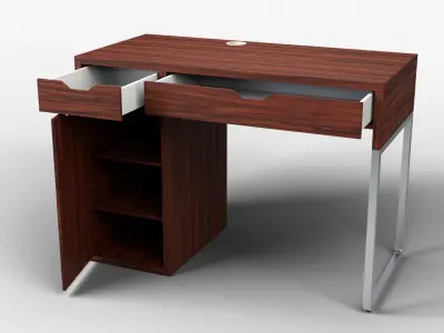 Study Desk 01 - Dark Wood 3D model