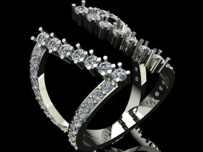   Open Middle Diamond Ring  3D print model