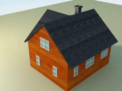 house3 orange house Low-poly 3D model
