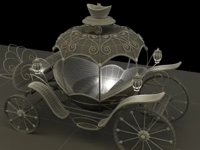 Chinese carriage   Low-poly 3D model