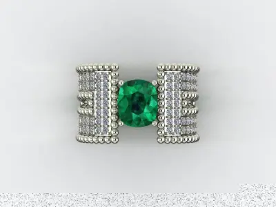 Exquisite Rectangular Emerald and Diamond  3D print model