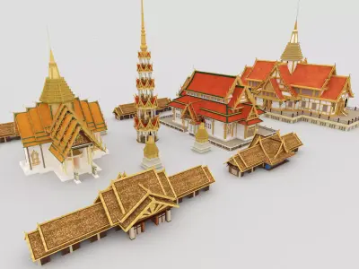 Thailand architecture Low-poly 3D model