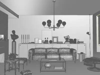 Bauhaus style living room 3D model