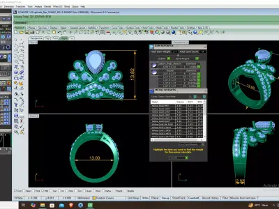 Luxury Pear Bridal Crown Ring Casting Ready 3DM STL 3D print model