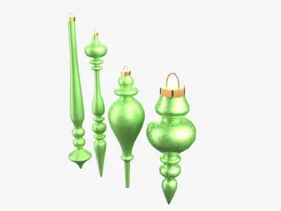 Christmas Tree Ornament Set11 - Turquoise Green  Low-poly 3D model