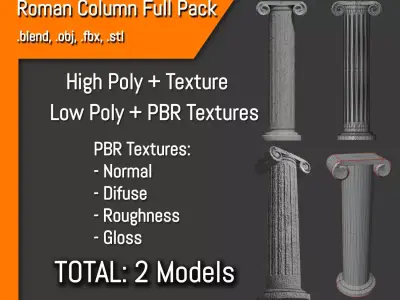 Roman Column Full Pack - Coluna Romana 3D Model Collection
