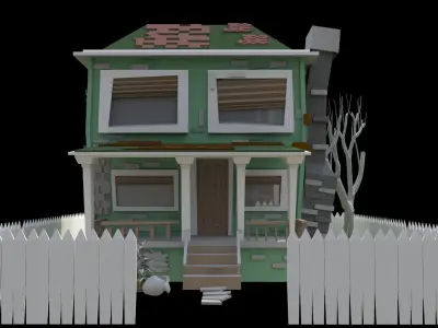 cartoonish stylized house  Free low-poly 3D model