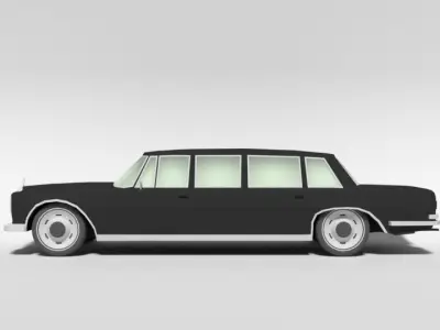 Low Poly Cartoon Retro Limousine  Low-poly 3D model