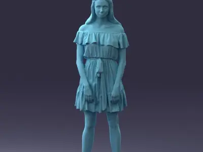 000162 Standing Woman in Off-Shoulder Dress 0714 3dp 3D print model