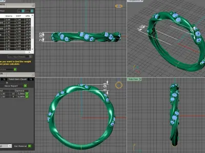 gold ring with diamonds 3D print model buy