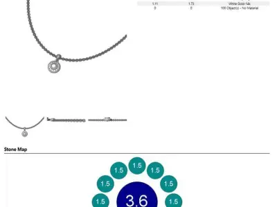 Radiant Halo Diamond Pendant Necklace in White Gold 3D print model