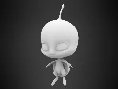 Wayzz alien with big eyes Low-poly 3D model