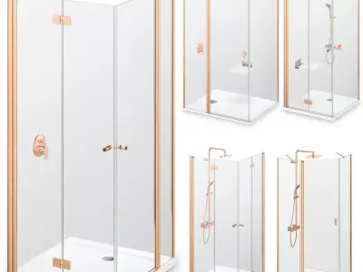 Radaway Nes Brushed Copper Shower 1 3D model
