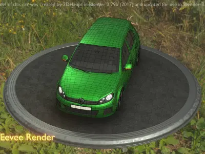 City Car 41 Compact Class Type-C Green Low-poly 3D model