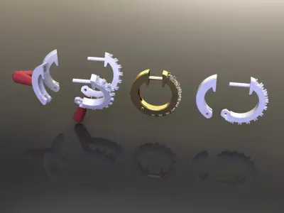 Mid Size Diamond Hoop Earring 2MM 3D print model