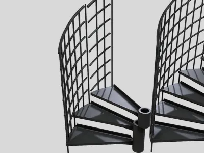 Modular Spiral Staircase Low-poly 3D model