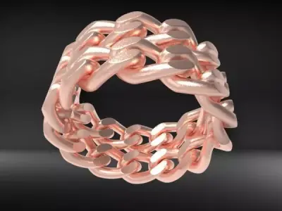 Double Cuban Link Chain Ring Stackable Ring Jewelry 3D print model