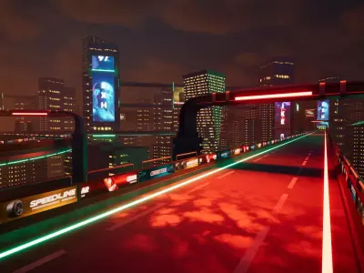Cyberpunk High-Speed Track Unreal Environment Low-poly 3D model