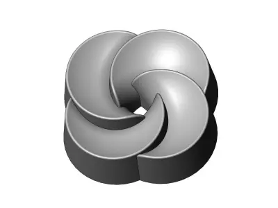 4 pedals rosette flower cake cupcake onlay relief 3D print model