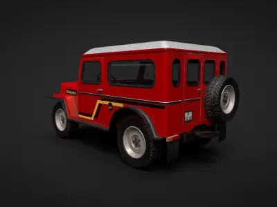 Mahindra CJ4 Jeep Game Ready Low-poly 3D model