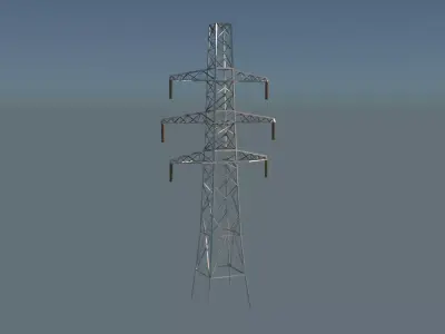 Pylon high voltage tower Low-poly 3D model