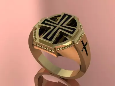 Cross Elegant Mens Ring  Jewelry  3D print model
