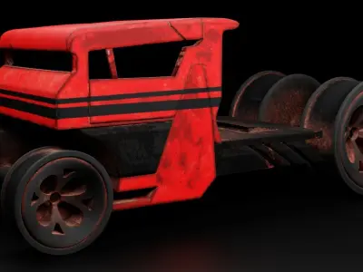 6 Pick up cars Low-poly 3D model