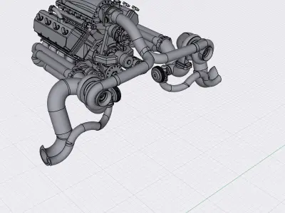 Twin Turbo Hemi Supercharged Complete High Detail 3D print model 3D print model
