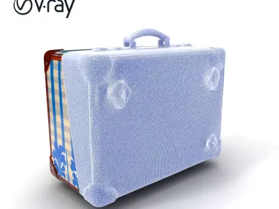 Vintage Luggage Set D Model Pack for Travel and Decor Low-poly 3D model