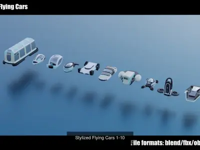 Futuristic-Roads-Cars and City 04 3D Model Pack