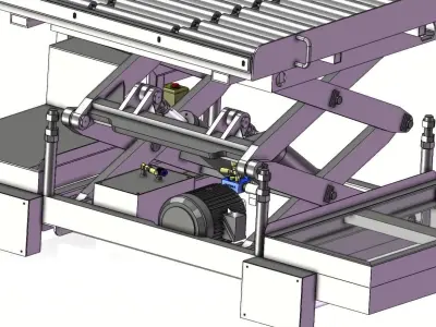 Hydraulic Lift Table with Roller Conveyor 3D model