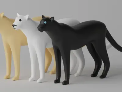 Cartoon Cheetah Black Panther Snow Leopard 3D model