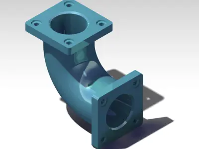 Flanged 90 Degree Elbow CAD Model  CATIA STEP IGES STL 3D print model