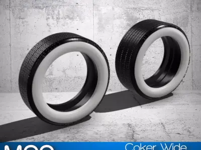 COKER Wide White Tires 2pce Detailed x2 Sizes 3D print model
