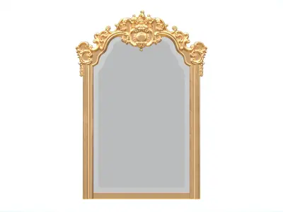Baroque Ornate Wall Mirror Gold Frame Low-poly 3D model