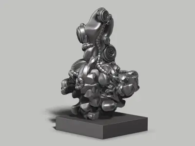 modern abstract robotic sculpture 153 3D print model