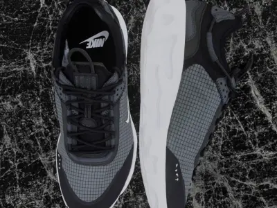 Nike 3D Shoes - White-Black - N354 Series Low-poly 3D model