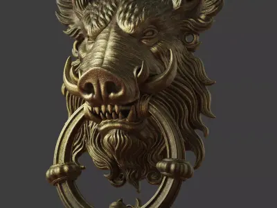 Boar Door Knocker - A Mystical Symbol of Strength and Protection 3D print model