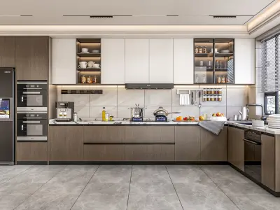 Kitchen fully parametric Resizable manufacturable 0065 3D model