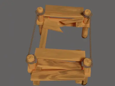 Toon Wooden Bridge Full Pack Low-poly 3D model