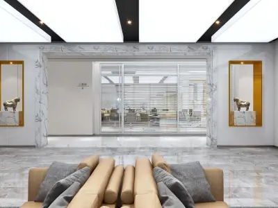 Executive Negotiation Room - Corporate Boardroom Scene Low-poly 3D model