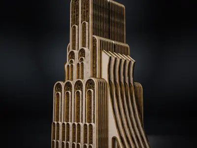 ART DECO SKYSCRAPER BUILDING 07 Low-poly 3D model