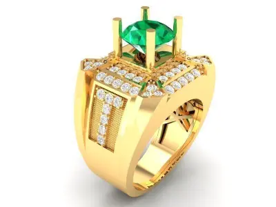 Luxury Emerald Gemstone Men Ring 3D Model 334 3D print model